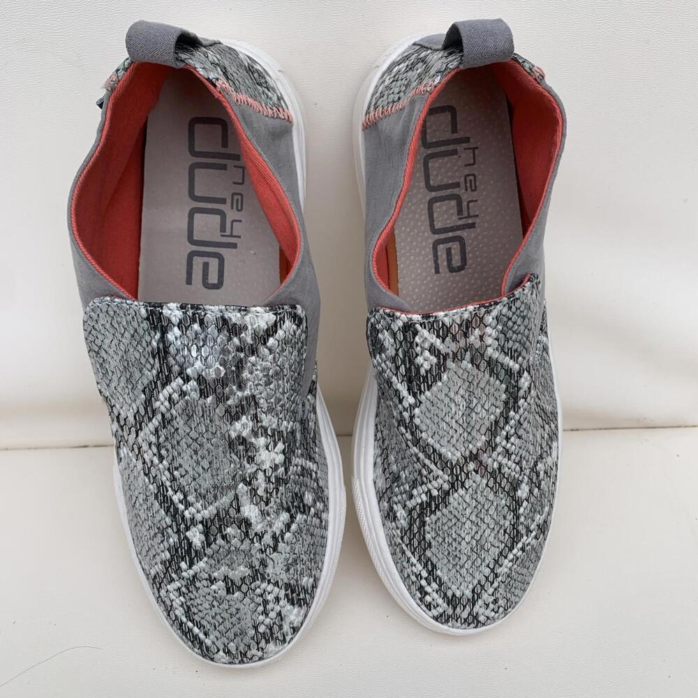 Hey Dude Gray Flats Sneakers Shoes Sz 6 Womens